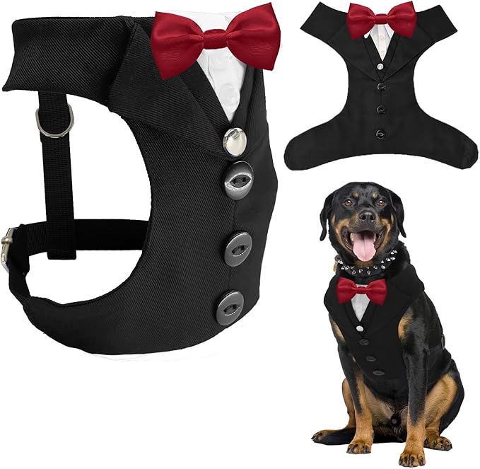 AVERYDAY Dog Tuxedo for Wedding Outfit, Dog Suit and Tie Costumes for Birthday, Halloween, Cosplay, Christmas Party, Pet Formal Wear with Bowtie, Tux for Medium Large Dogs, Bulldog, Labrador, Husky