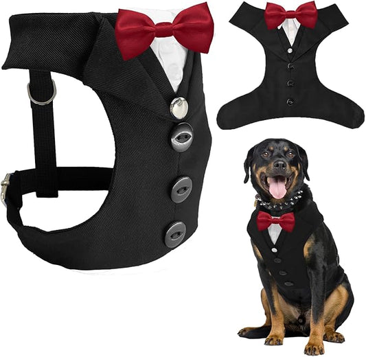 AVERYDAY Dog Tuxedo for Wedding Outfit, Dog Suit and Tie Costumes for Birthday, Halloween, Cosplay, Christmas Party, Pet Formal Wear with Bowtie, Tux for Medium Large Dogs, Bulldog, Labrador, Husky