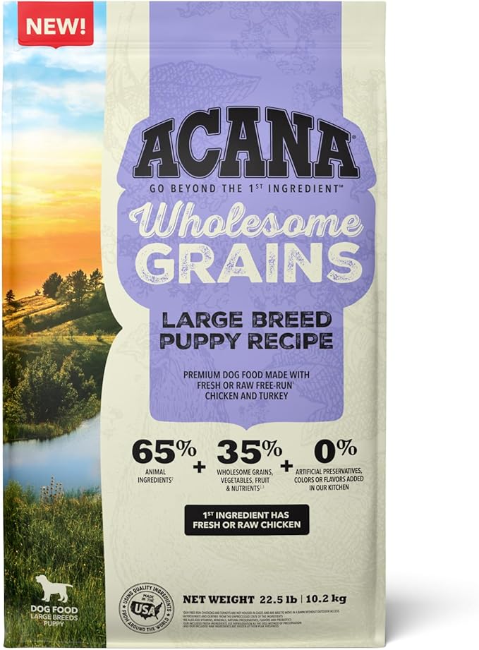 ACANA Wholesome Grains Dry Dog Food Large Breed Puppy Recipe 22.5lb Bag