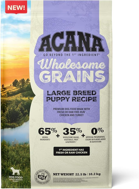 ACANA Wholesome Grains Dry Dog Food Large Breed Puppy Recipe 22.5lb Bag