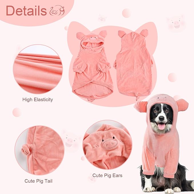 NACOCO Halloween Pig Dog Costume - Pet Christmas New Year Hoodie Warm Party Coat Outfit for Small and Medium Cat Dog Clothes(Pink Pig,L)