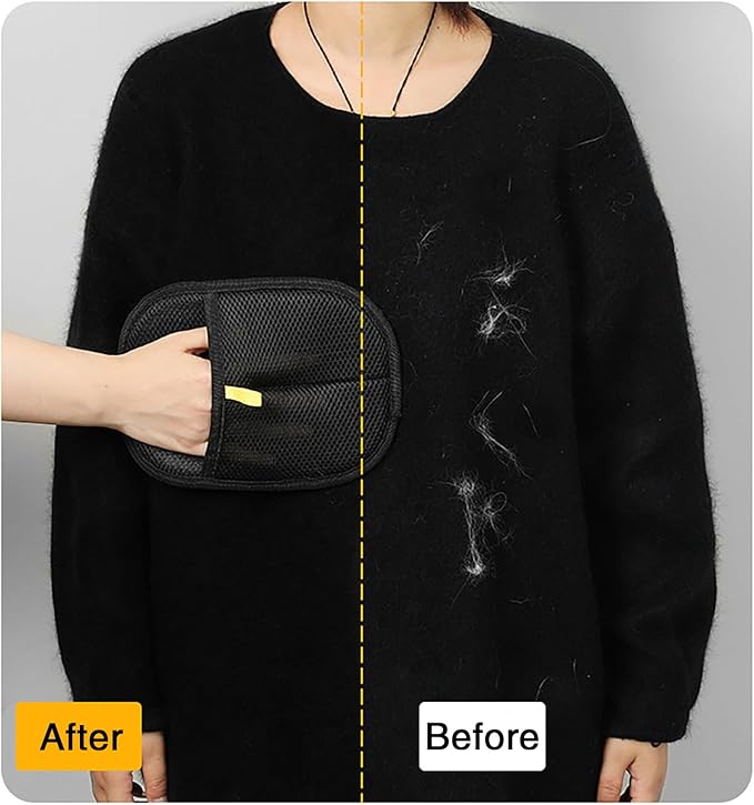 3 Pack Pet Hair Removal Gloves - Reusable Electrostatic Pet Hair Remover Glove for Cats & Dogs, Double-Sided Magic Grooming Glove for Furniture, Car Seats, Carpets & Clothing (3Pcs-Black)