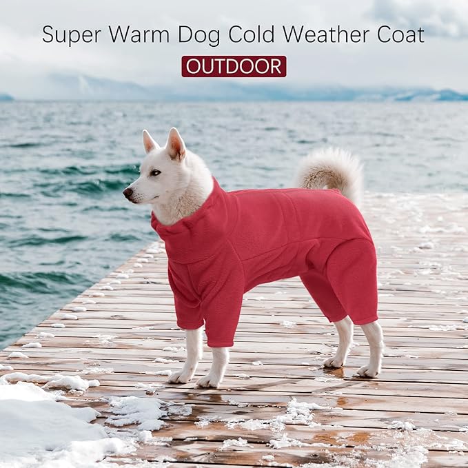 ROZKITCH Small Dog Winter Coat, Pet Windproof Warm Cold Weather Jacket Vest Cozy Jumpsuit Apparel Outfit Clothes for Small Medium Large Dog Walking Hiking Sleep Red XS