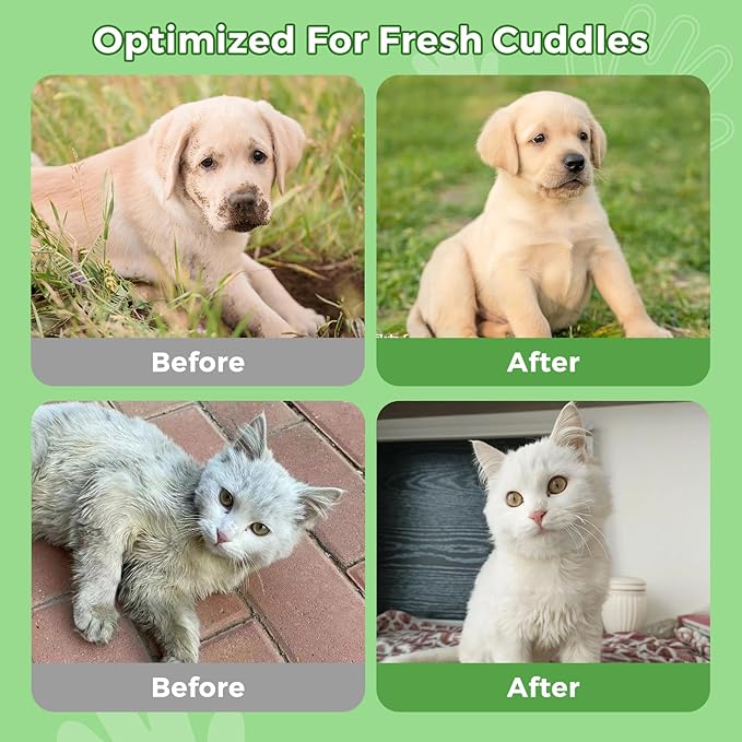 Vannon Extra Thick Pet Bathing Wipes for Dogs & Cats, Cleaning & Odor-Controlling Grooming Gloves, Nourish Fur Glove Wipes for Daily Care and Traveling, Rinse Free, Coconut Scent, 3 Pack, 18 PCS