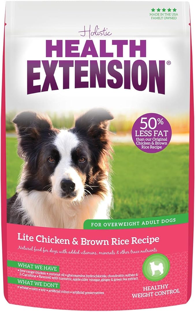 Health Extension Lite Chicken & Brown Rice Dry Dog Food (30 lb / 13.61 kg) - Low-Fat Formula with Glucosamine, Probiotics & Omega 3 for Overweight, Spayed, Neutered, or Senior Dogs