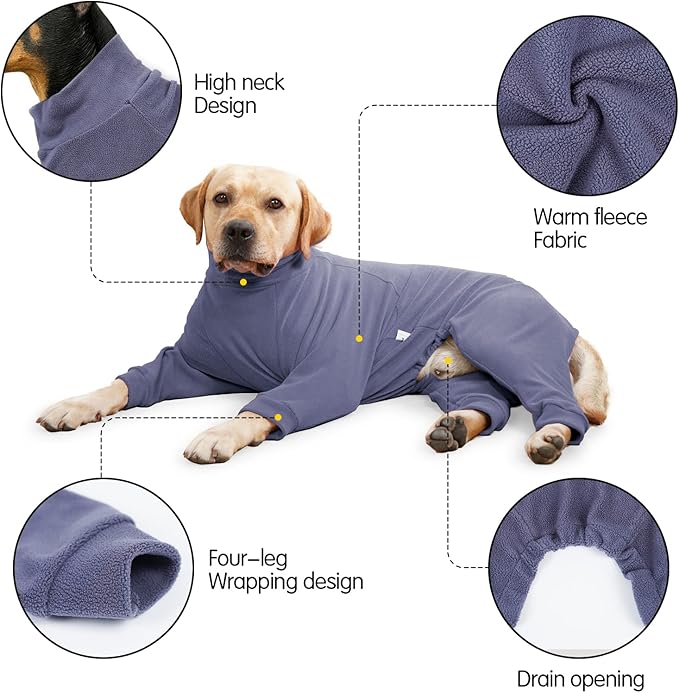 Dog Winter Coat,Warm Jacket,Puppy Polar Fleece High Collar Full Body Snowsuit,Comfort Windproof Dog Sweater(Grey,XXXL)