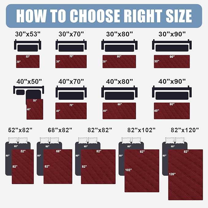 Smiry Waterproof Dog Blanket, Reversible Dog Bed Cover Pet Blanket, Soft Pet Couch Covers for Sofa Washable, Bed Couch Sofa Furniture Protector for Puppy Cat Kids (40"x50", Wine Red/Beige)