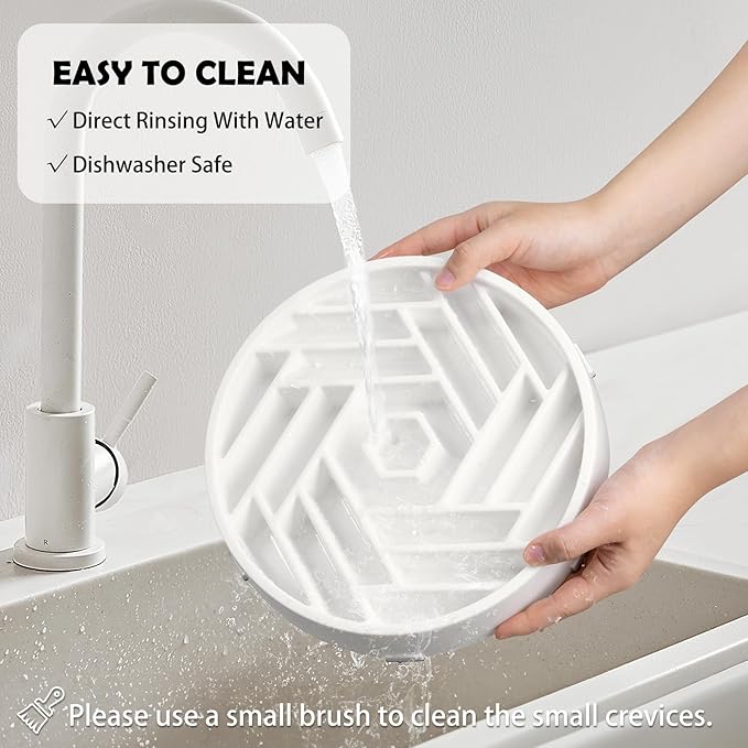 TOBYTO Slow Feeder Dog Bowls Large Medium Breed,Anti-Choking Slow Eating Dog Food Bowl,Non Slip Pet Slower Food Feeding Bowls Large Puzzle Slow Feeder Bloat Stop Maze Dog Dishes,White