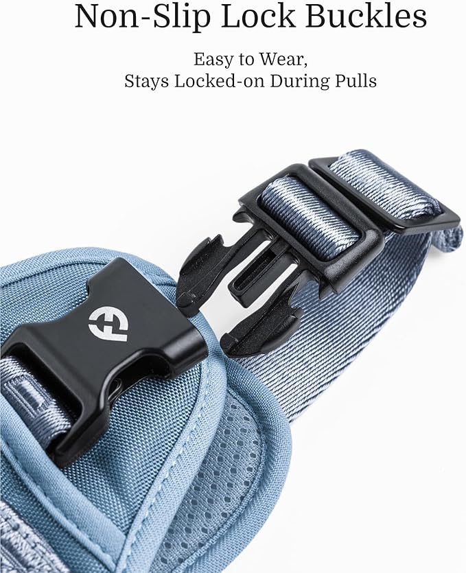 2025 New Edition, Fei & Eve Classic Dog Harness - Quick-Release Buckles | 3-Point No-Pull Control | Heavy-Duty 900D Nylon | Dual Safety Handles | Breathable Mesh | Adjustable Fit | Medium,Blue