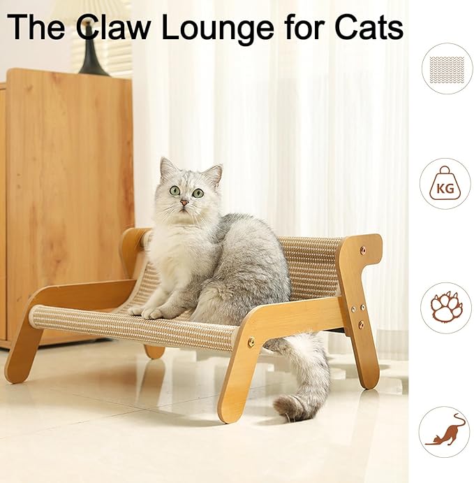 Cat Hammock, 2-in-1 Cat Scratch Pad and Cat Couch for Most Cats, Sisal Cats Scratcher Bed for Home Indoor, Cat Hammock Gifts for Cats