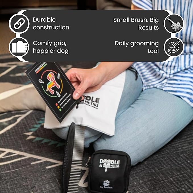 Slicker Brush for Dogs Kit by Doodle Me This Kingston and Hamilton includes comb treat pouch bag and guide turns stressful grooming into bonding gently detangles matted curly wavy coats at home