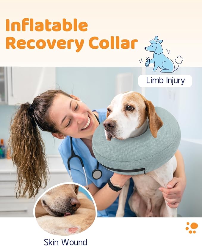 Supet Inflatable Dog Cone Collar for After Surgery Donut, Soft Dog Cones for Small Medium Large Dogs Pets, E Collar Pet Neck Donut Collar Alternative After Surgery