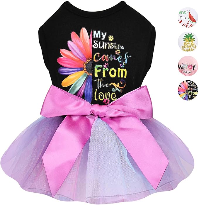 Dog Clothes for Small Dogs Girl, Spring Pet Dress Puppy Princess Tutu Cute Puppy Tulle Dresses Pet Clothes Cat Apparel Chihuahua Yorkshire Outfits (Daisy, M)