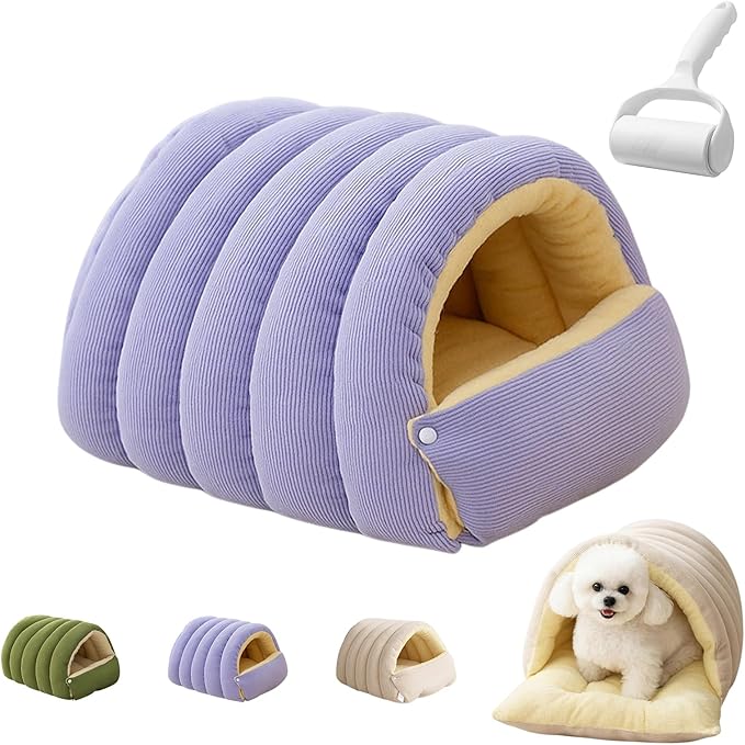 Cutypet Winter Cave, Cutypet Cat Winter Cave, Cute Cat Beds for Indoor Cats, Disassembled Design for Easier Cleaning, with Hair Remover, Suitable for Cats and Small Dogs (Purple, Small)