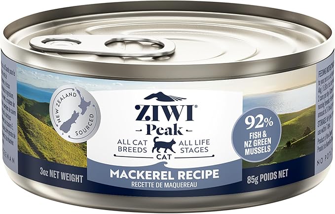 ZIWI Peak Canned Wet Cat Food – All Natural, High Protein, Grain Free, Limited Ingredient, with Superfoods (Mackerel, Case of 24, 3oz Cans)