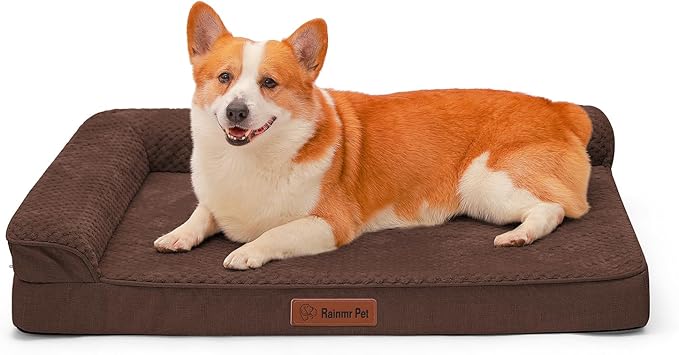 Orthopedic Dog Beds Large Sized Dog, Memory Foam Pet Bed for Large Dogs, Washable Removable Cover, Nonskid Bottom, Waterproof, 41x27x6 Inches, Brown Grey