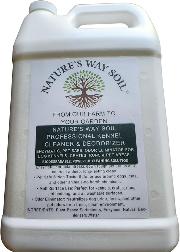 Nature's Way Soil" Pet-Safe Kennel Cleaner & Deodorizer – Bio-Enzymatic, Non-Toxic, Odor Eliminator for Dog Kennels, Cages, Floors & Bedding – Professional Strength, Eco-Friendly, 1 Gallon