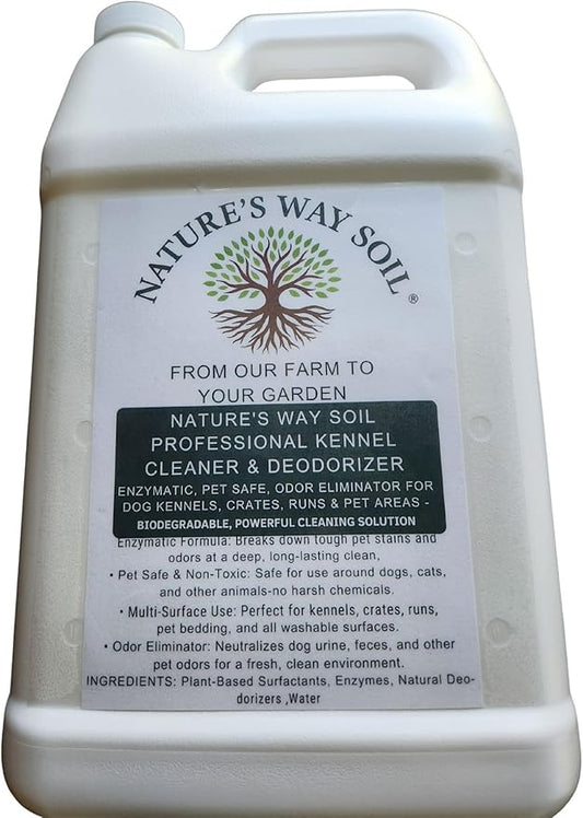 Nature's Way Soil" Pet-Safe Kennel Cleaner & Deodorizer – Bio-Enzymatic, Non-Toxic, Odor Eliminator for Dog Kennels, Cages, Floors & Bedding – Professional Strength, Eco-Friendly, 1 Gallon