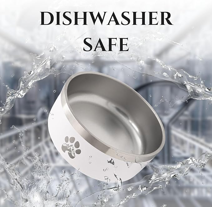 Stainless Steel Dog Bowl for Small-Large Dogs | Double Wall Insulated, Non-Slip Base Heavy Duty Water and Food Bowls for Dogs & Cats | Pet Safe BPA Free & Dishwasher Safe | 32 Oz - Black