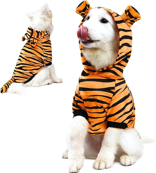 NACOCO Halloween Dog Tiger Costume-Pet Cosplay Clothes Cat Coat Hoodie Outfits Warm Winter Apparel for Dog Small and Medium Cat(S)