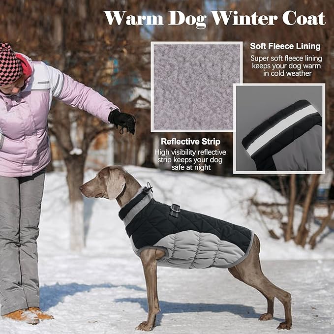Lelepet Dog Coat Warm Dog Winter Coat Waterproof Dogs Jacket with Harness Built in Reflective Pet Fleece Vest Zip-Up Cold Weather Coats for Small Dogs Turtleneck & Windproof Coats Yorkie Black S
