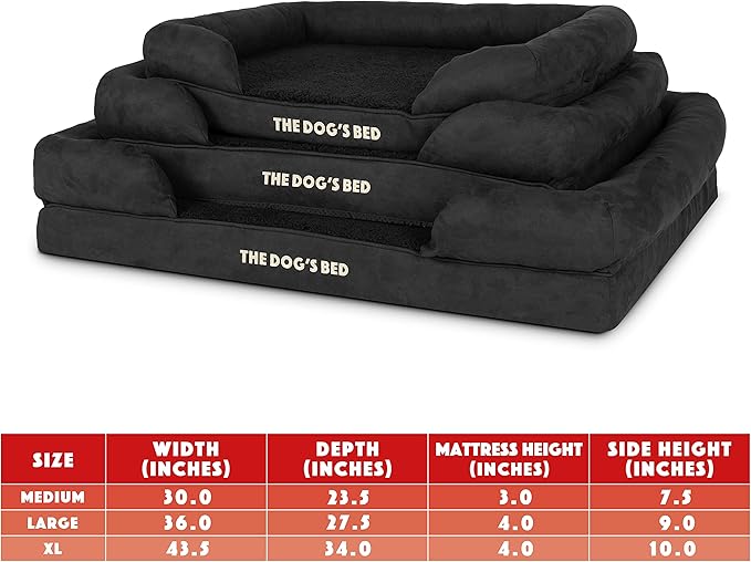 The Dog’s Bed, Medium Black Faux PL, Memory Foam, Pain Relief: Arthritis, Hip & Elbow Dysplasia, Post Surgery, Lameness, Supportive, Calming, Washable Cover