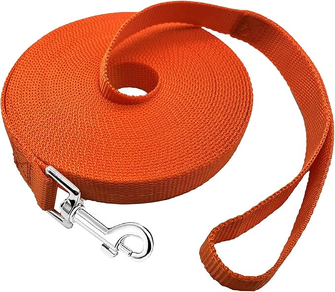 PETGOGO 15ft 20ft 30ft 40ft 50ft Long Dog/Puppy Lead Obedience Recall Training Dog Leashes for Small Medium Dogs Camping, Training, Play, or Backyard (Orange, 1" x 40FT)