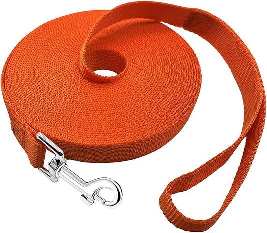 PETGOGO 15ft 20ft 30ft 40ft 50ft Long Dog/Puppy Lead Obedience Recall Training Dog Leashes for Small Medium Dogs Camping, Training, Play, or Backyard (Orange, 1" x 15FT)