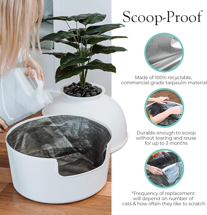 Reusable Litter Box Liners by Bundle & Bliss, 3-Pack - Easy to Clean, Non-Slip Litter Liners For Secret Litter Box - Durable Design, Waterproof, Scoop & Scratch-Resistant, Leak Proof, Machine-Washable