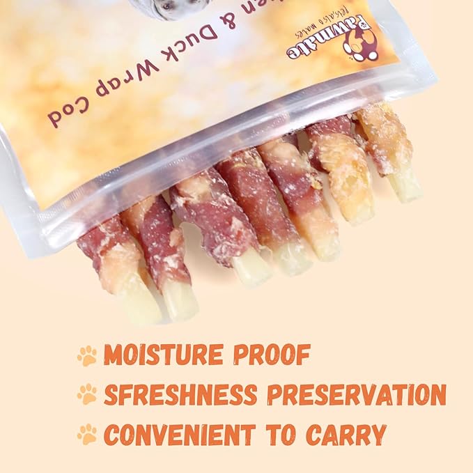 Triple Flavor Dog Treats, Chicken Duck Wrapped Cod Sticks, Rawhide-Free Grain-Free Soft Chewy Treats Natural Ingredients, Training Snacks for Small Medium Large Dogs, 15-17 Counts, 10.6oz