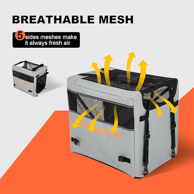 Addmotor Soft Sided Pet Carrier, Large Cat Carriers for Small Dogs Medium Large Cats up to 25 Lbs, Cat Carrier Soft for 2 Cat with Mental Frame for E-Trike Basket, Waterproof 600D, Gray