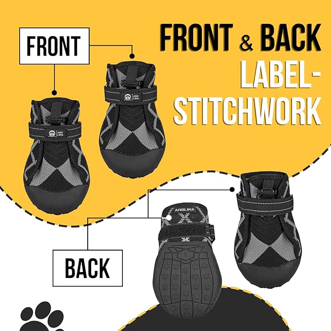 Dog Shoes for Large Medium Size Dogs, Waterproof Anti Slip Dog Boots&Paw Protectors for Summer Hot Pavement Winter Snow, Breathable Dog Booties for Outdoor Walking Hiking Hardwood Floor