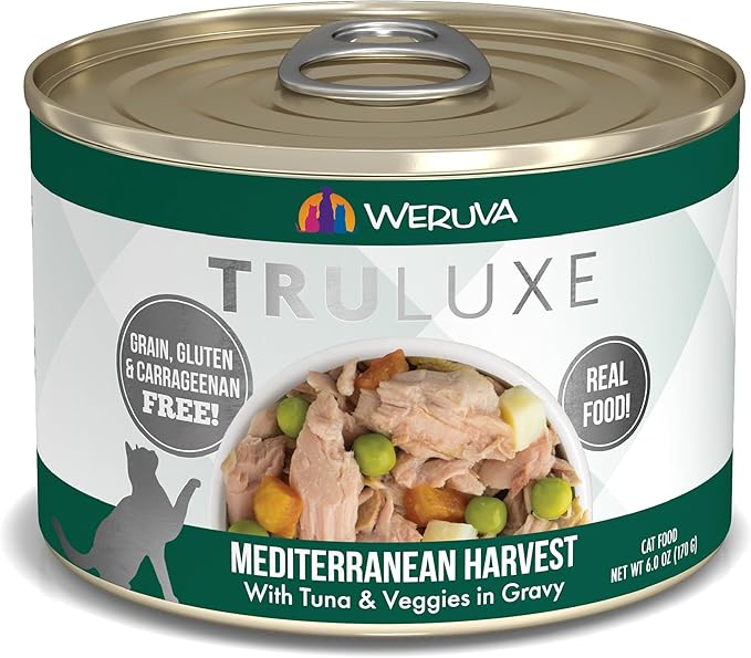 Weruva TruLuxe Cat Food, Mediterranean Harvest with Tuna Whole Meat & Veggies in Gravy, 6oz (Pack of 24)
