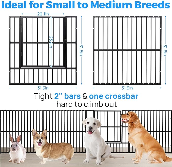 Dog Playpen - 32" Height Dog Pen, Heavy Duty Puppy Pen with Door, Safe & Sturdy, Easy Assemble for Indoor/Outdoor Pet Playpen