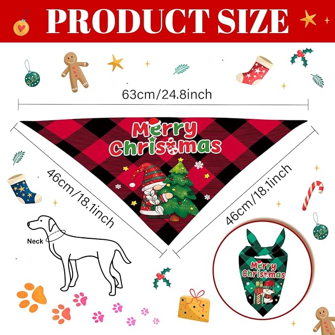 Christmas Dog Bandanas 2 Pcs, Pet Scarf for Dog Girl, Cute Triangle Puppy Scarf Kerchief Bandana Small Medium Pet Dogs On Xmas, Christmas Father Xmas Tree Print Gifts for Dogs Lovers