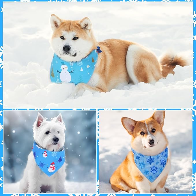 Abbylike 100 Pcs Winter Dog Bandanas Bulk Snowflake Bandanas for Dogs Triangle Kerchief Bibs Scarf for Pet Winter Costume Photo Props Accessories Pet Shops, 25 Styles Groomer(19.7 x 13.8 x 13.8)