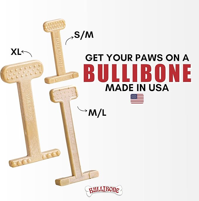 Bullibone Nylon Dog Chew Toy Nylon Bone - Improves Dental Hygiene, Easy to Grip Bottom, and Permeated with Flavor (Peanut Butter, XL - 3 Pack)