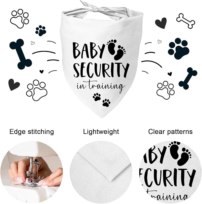 Baby Security in Training Dog Bandana Pet Scarf Pregnancy Announcement Dog Bandanas for Dogs Pet Accessories for Dogs Lovers Pregnancy Reveal Ideas (White)