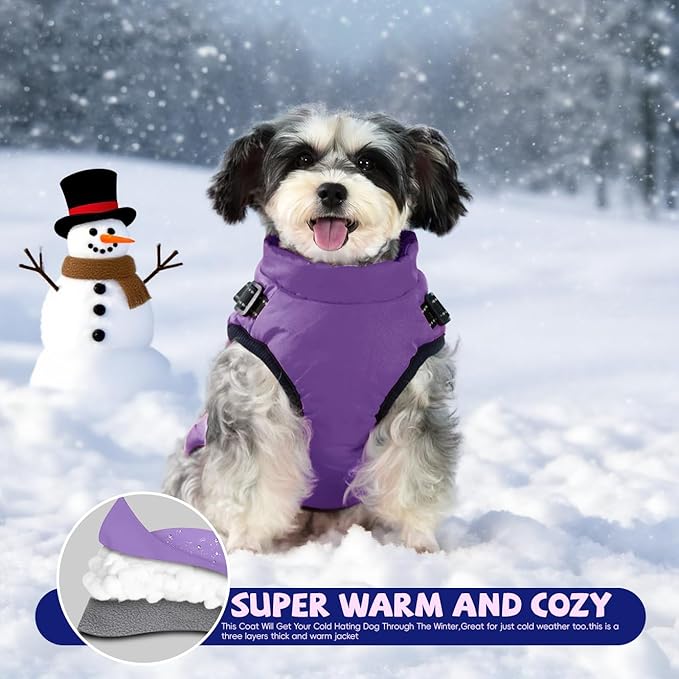 Gyuzh Dog Coat with Harness Puppy Coats Small Dog Harness Jacket Winter Waterproof Jackets for Smal Medium Large Dogs