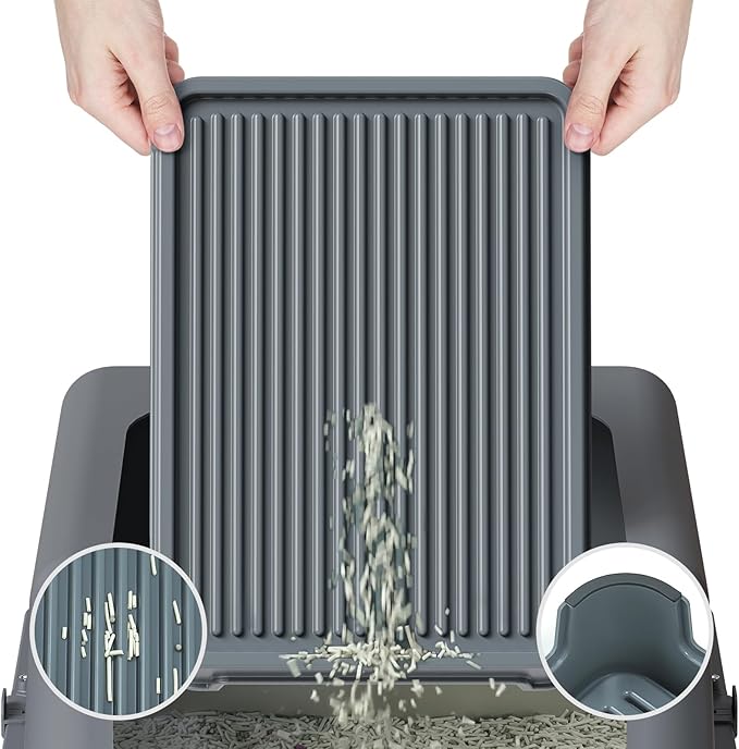 Cat Ramp for Litter Box Elevated Litter Ramp for Cat Litter Boxes, Washable Easy Cleaning Litter Mat with Filter Function Steps Suitable for Small & Elderly Cats(14"x10"x2.5")