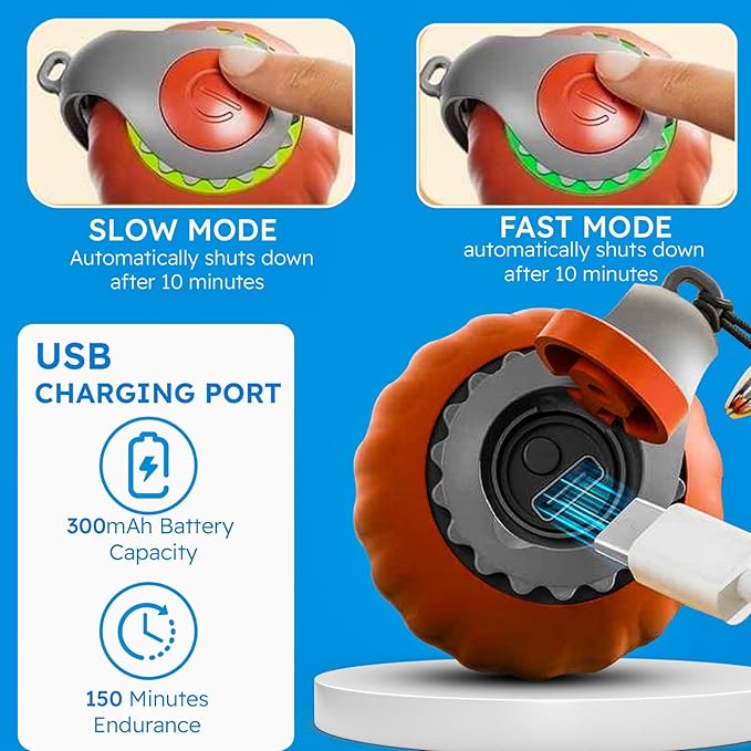 Turbo Tail 3.0 Cat Toy (2-Pack) – 2025 Smart Interactive Cat Toy Ball, Speedy Motion-Activated Toy for Indoor Cats, Rechargeable & Durable Design (Orange & Blue)