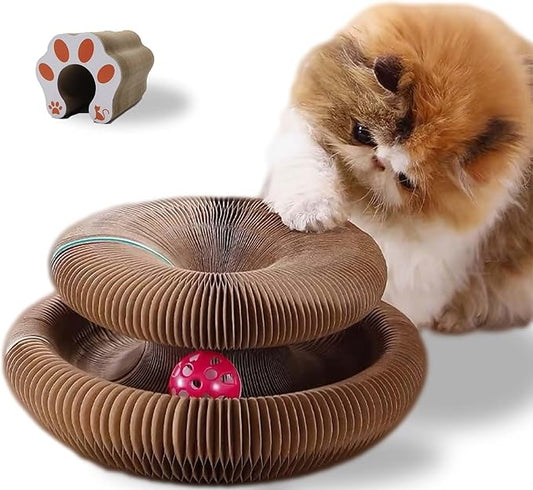 1 PCS Kitty Curlz, a cat Toy Designed specifically for Indoor Cats, is a Magical Accordion-Style cat Scratching Board Toy Equipped with Balls and Bells. (1)