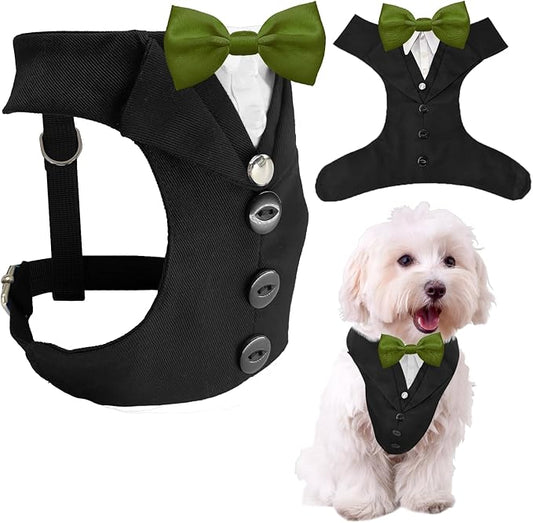 AVERYDAY Dog Tuxedo for Wedding Outfit, Dog Suit and Tie Costumes for Birthday, Halloween, Cosplay, Christmas Party, Pet Formal Wear with Bowtie, Tux for Small Dogs, Chihuahua, Bichon, Maltese, Cats