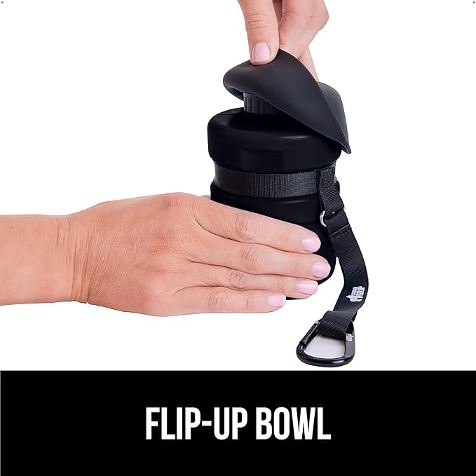 GORILLA GRIP Dog Water Bottle, Portable Water Bowl Dispenser for Dogs, 12 oz Leak Proof Pet Travel Squeeze Bottles, Food Grade Silicone, to Go Puppy Essentials, Hiking Camping Trip Accessories, Black