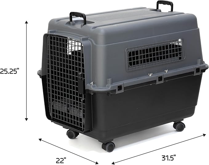 SportPet Designs Plastic Airline Approved Kennels Wire Door Travel Dog Crate, Large