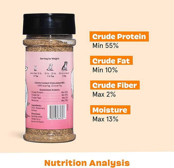 Barkbox Pork Dog Treat Topper High Protein Limited Ingredient Meal Mixer, All Life Stages and Rosemary Extract for Large & Small Breeds, Elevate Dog Food Dining - Shake & Pour for Dog Bowls