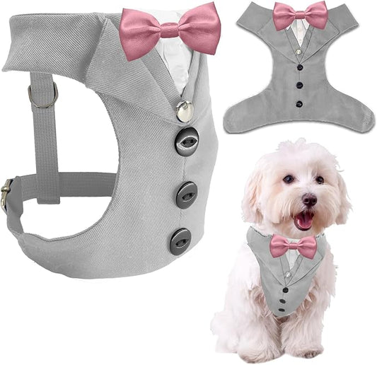 AVERYDAY Dog Tuxedo for Wedding Outfit, Dog Suit and Tie Costumes for Birthday, Halloween, Cosplay, Christmas Party, Pet Formal Wear with Bowtie, Tux for Small Dogs, Chihuahua, Bichon, Maltese, Cats