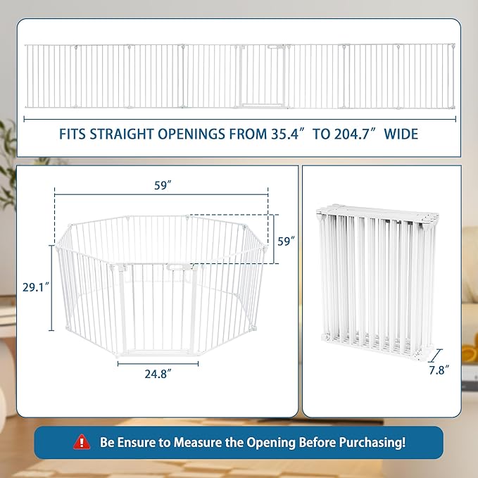 BalanceFrom Easy Walk-Thru Safety Gate for Doorways and Stairways with Auto-Close/Hold-Open Features, 29-Inch Tall, 205-Inch Wide, White