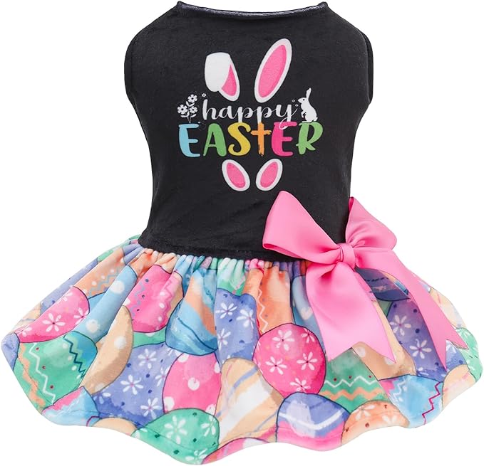CuteBone Velvet Dog Dresses Happy Easter Day for Small Dogs, Stylish & Soft Fabric, Comfortable Fit for Everyday Wear, Perfect for Special Occasions NCVA08XS-D