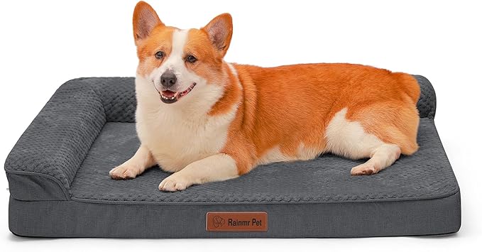 Orthopedic Dog Beds Large Sized Dog, Memory Foam Pet Bed for Large Dogs, Washable Removable Cover, Nonskid Bottom, Waterproof, 41x27x6 Inches, Dark Grey